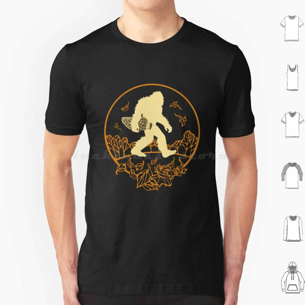 Bigfoot With Morel Mushroom Woodland Forest Sasquatch Fungi T Shirt Cotton Men Women DIY Print Bigfoot With Morel Mushroom