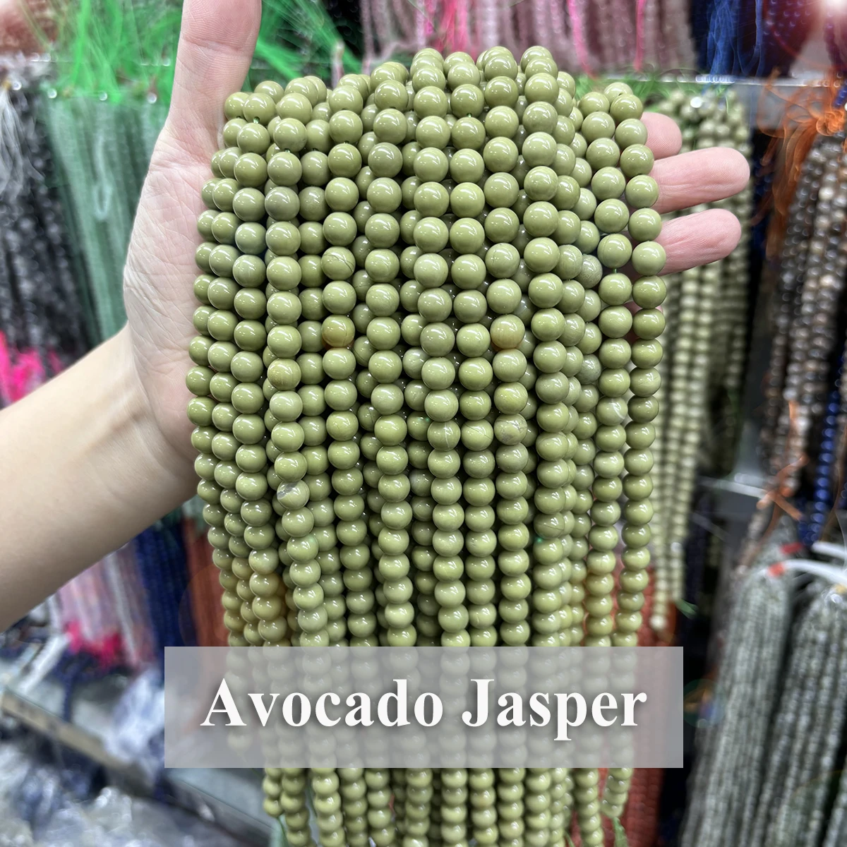 Natural Stone Beads Avocado Jasper 4 6 8 10mm Round Loose Bead Bracelet Necklace DIY Jewelry Making Supplies Jewelry Accessories