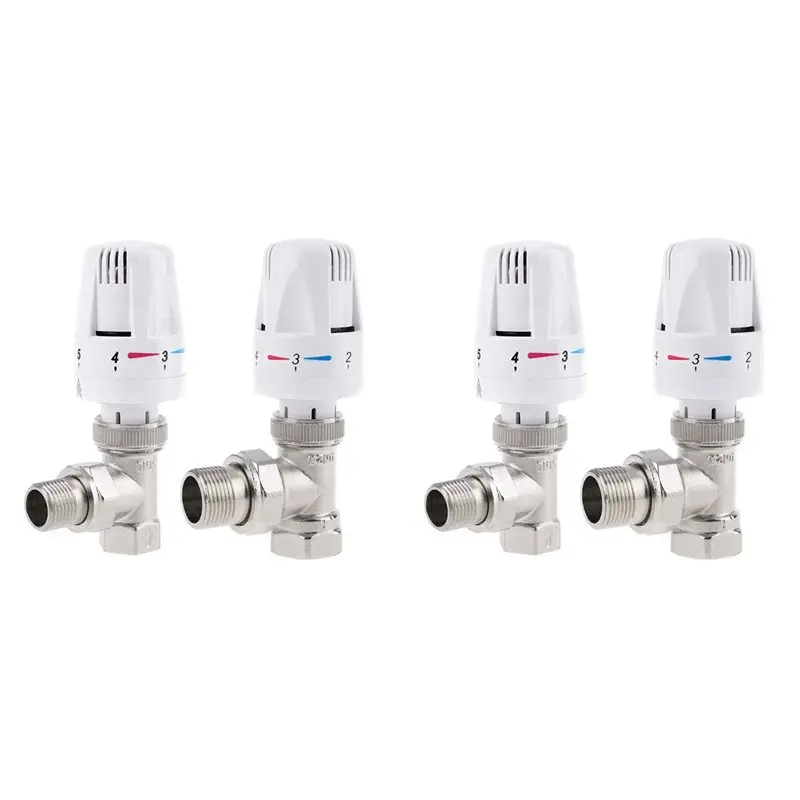 4x válvula de controle termostática automática do radiador g1/2 Polegada válvula angular para aquecimento de piso radiador de cobre