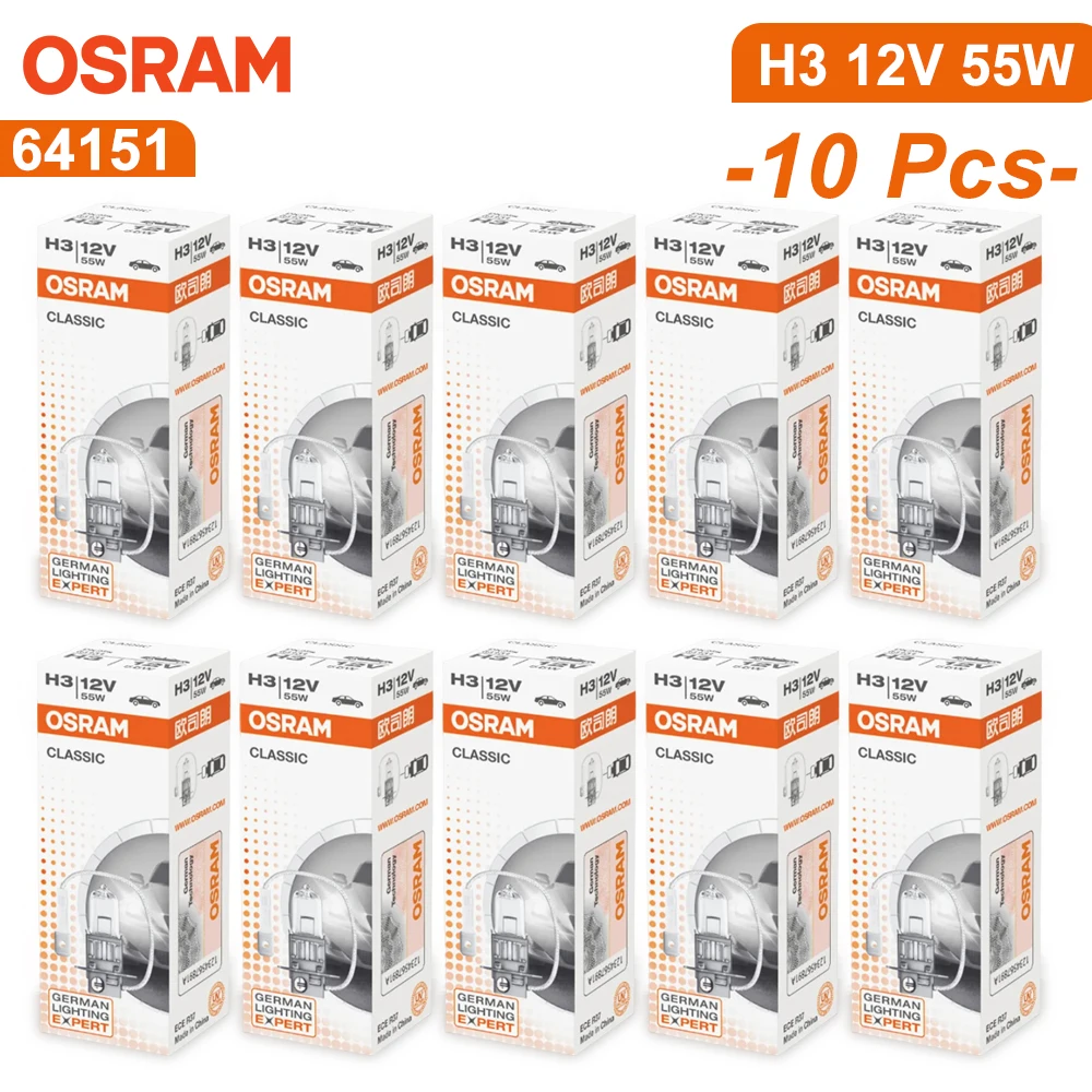 OSRAM H3 12V 55W 64151 PK22s Standard Light Car Halogen Fog Lamps Auto Bulb 3200K Original Headlight