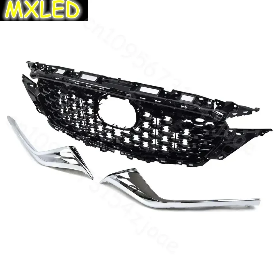 For 2022 2023 2024 2025 Mazda CX5 CX-5 Glossy Black Chrome Trim auto part car styling front center grill Front Upper Grille