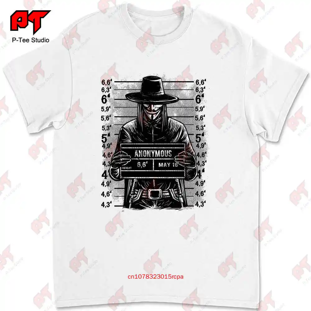 Guy Fawkes Mugshot T Shirt V For Vendetta Men'S H3F4