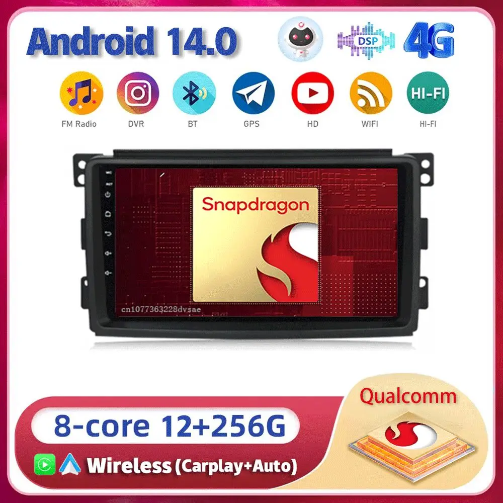 

Android 14 Carplay For Mercedes Benz Smart Fortwo W451 2006 2007 2008 2009 Car Radio GPS Stereo Multimedia Player 2din Head Unit