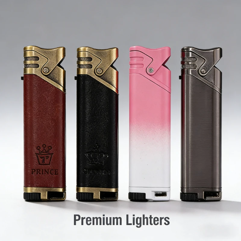 Leather Wrapped Pistol Torch Lighter Embossed Eagle Artwork Waterproof Cooling Flame Stylish Refillable Gas Accessory