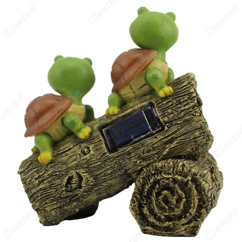 Solar Resin Lamp Turtle Climbing Tree Courtyard Garden Lawn Animal Statues Decorative Atmosphere Ornaments