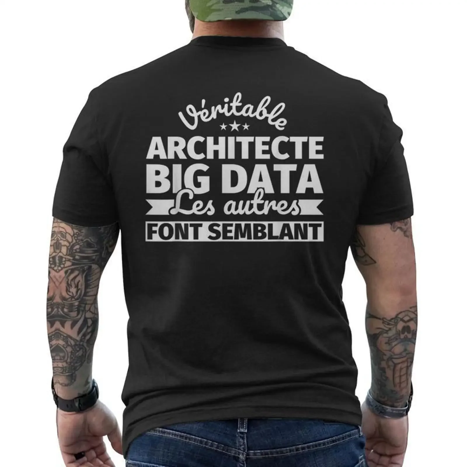 Véritable Architecte Big Data Les Autres Fontemblant T shirt imprimé au dos Cadeauxyz vintage Washed homme fashion Versatile