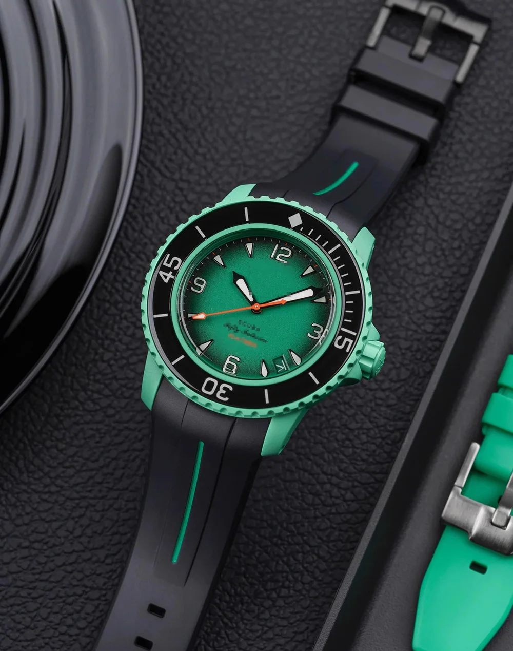 Rubber Strap for Blancpain x Swatch Collaboration Stainless Steel Buckle 22mm Curved Interface Men Women Replace Watch Band Belt