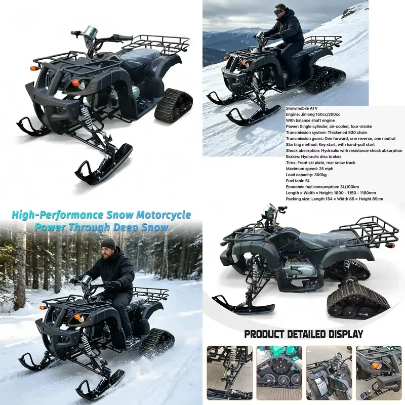 for Snowmobile 150cc 200cc All Terrain Sled Recreational Vehicle Track Mobile Snow Bike Suitable for Outdoor Winter Use