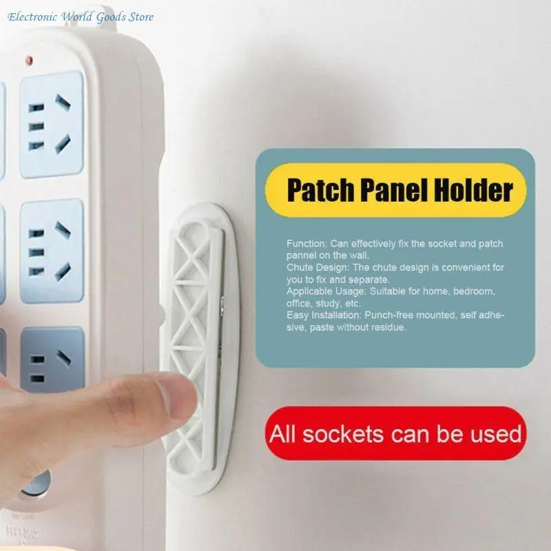 Fijador de enchufe de escritorio autoadhesivo A3PD, organizador de cables, soporte de regleta para colgar en la pared, fijador extraíble enchufable montado en la pared