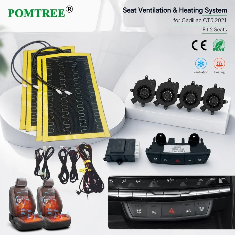Built-in Car Seat Ventilation Cooling And Heating System Kit Fit 2 Seats,Compatible With Cadillac CT5 2021,With Fan & Switch Kit