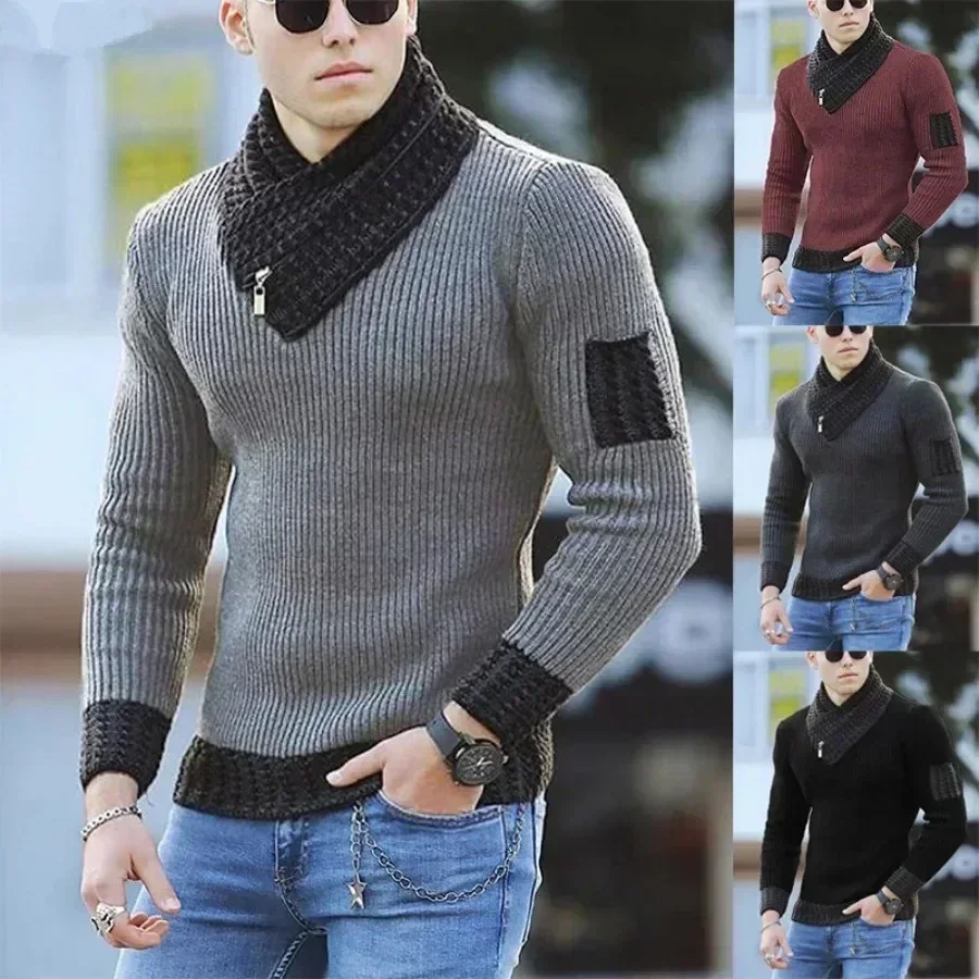 

New Autumn Winter Men Casual Vintage Knitted Sweater Wool Turtleneck Oversize 2023 Korean Men Warm Cotton Pullovers Sweaters