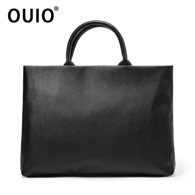 OUIO Minimalist Tote Bags Men's Handbags Travel Documents Computer Bag Briefcase Fashion Universal 14-inch Laptop Ipad Pro Cover