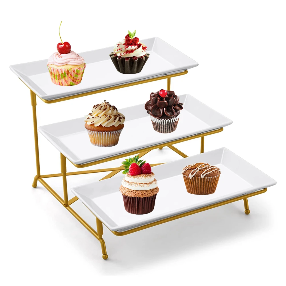 

3 Tiers Serving Platters & Sturdier Rack Serving Dishes and Platters Display Serving Dishes for Party Entertaining Food Display