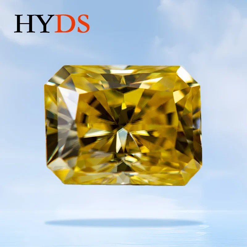 

Moissanite Stone Gemstone Lemon Yellow Color VVS1 Radiant Cut for DIY Charms Jewelry Beads Making Materials with GRA Certificate