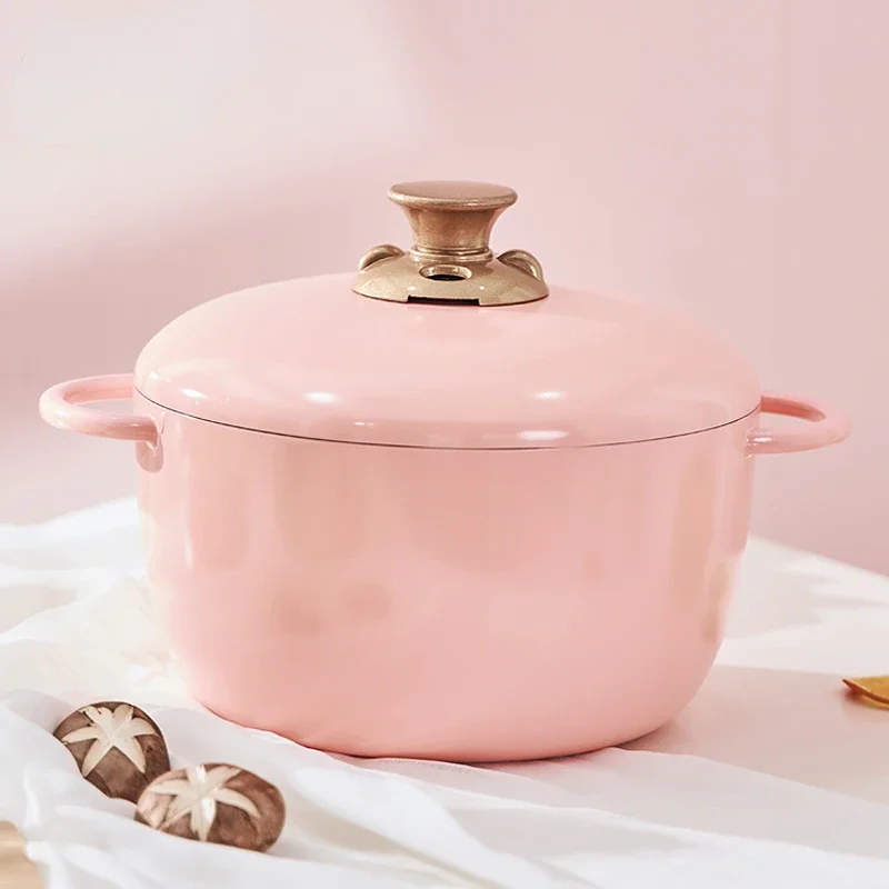 Macaron Micro Pressure Cooking Pot Pink Pots Ceramic Soup Pot Non Stick Pan Induction Cooker Gas Cooker Stew Soup Cookwares