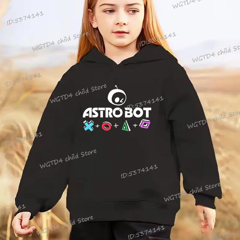 Fashion Spring Autumn Creative Astro Bot Hoodie Kids Graphic Sweatshirts Boys Girls Long Sleeve Hooded Game Astros Robot Hoody