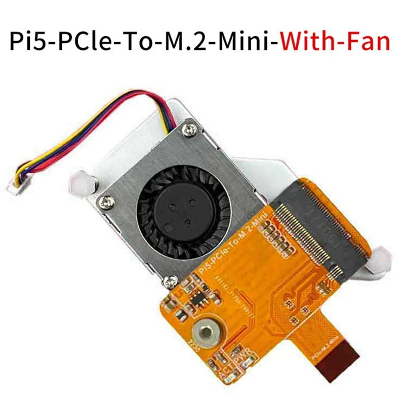 For Raspberry Pi 5 Pcie To M.2 Nvme SSD HAT With Cooling Fan FPC & Differential Design 2230 Nvme SSD Expansion Board