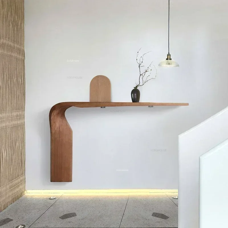 Nordic Simple Art Console Table Creative Entrance Furniture Console High-grade Special-shaped Solid Wood Wall Decorative Table O