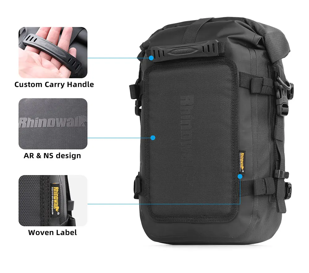 Rhino walk Motorrad Seiten tasche mit Basis wasserdicht 6l/8l/10l/15l Motor Rücksitz Tasche Rack Motocross Aufbewahrung rucksack – Detail 14