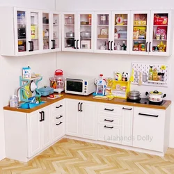 1/6 Dollhouse Miniature Furniture Items Wood Kitchen Cabinets/Integrated Stove Cabinet Kitchen Decoration Accessories