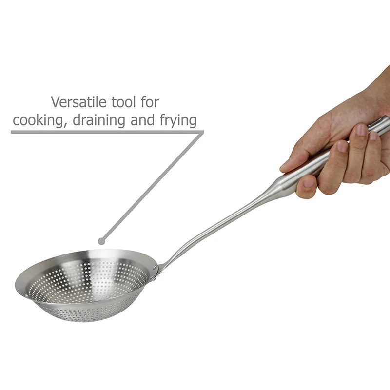 Stainless Steel Colander Fine Mesh Skimmer Spoon for Cooking, Food Prep Grease Filtering for Pasta Noodles