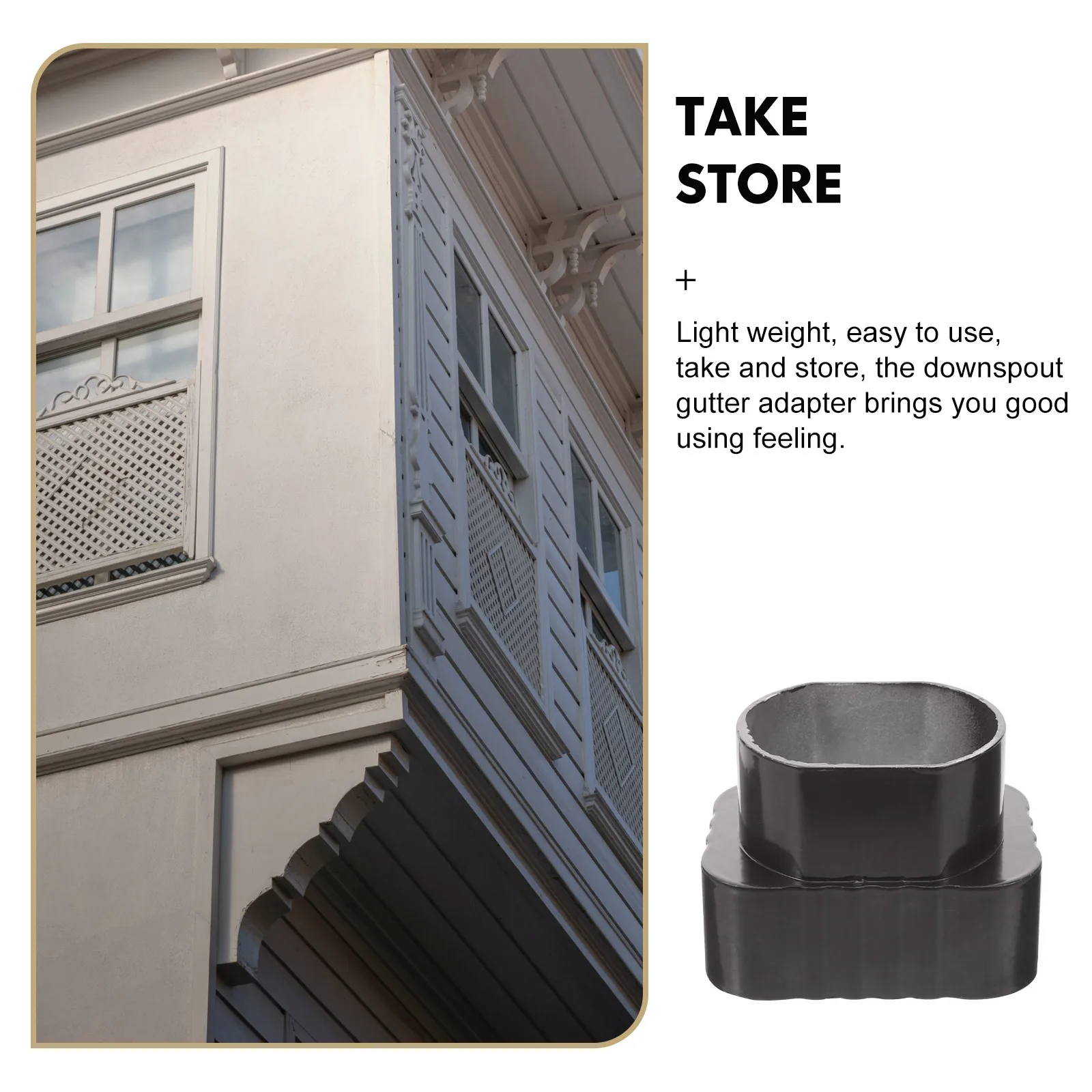 

Rainwater Gutter Downspout Connector Strong Outdoor Drainage Adapter for Rainwater System Wide Mouth Design Gutter Adapter