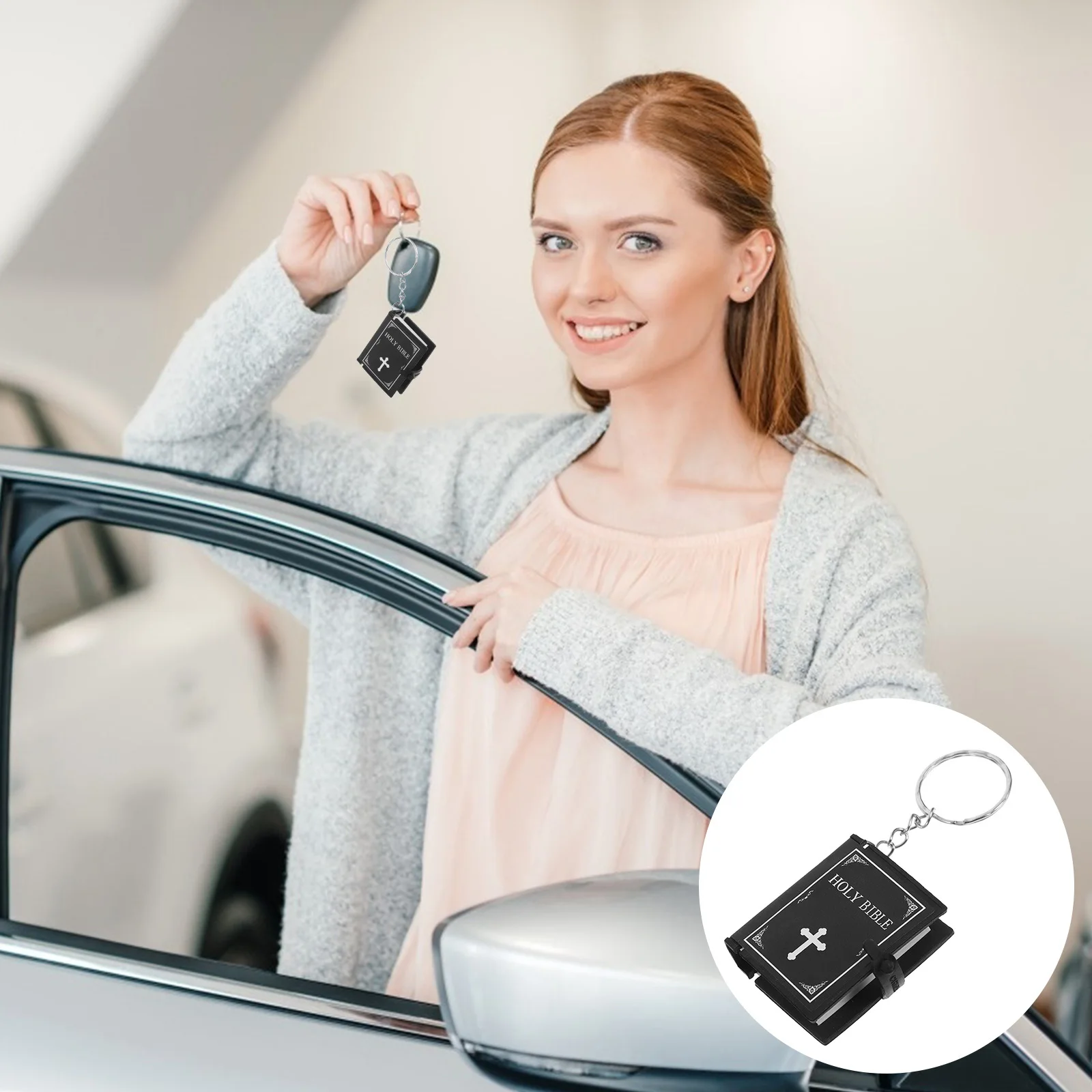 

8Pcs Bible Book Pendant Keychain Stylish Jesus Keyring Religious Gifts for Party Festival Birthday Baptism Ornaments