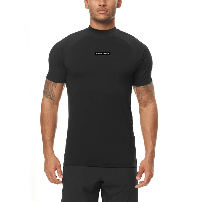 Summer Fitness Men's Top Comfortable Stretch Turtleneck Sports T-shirt