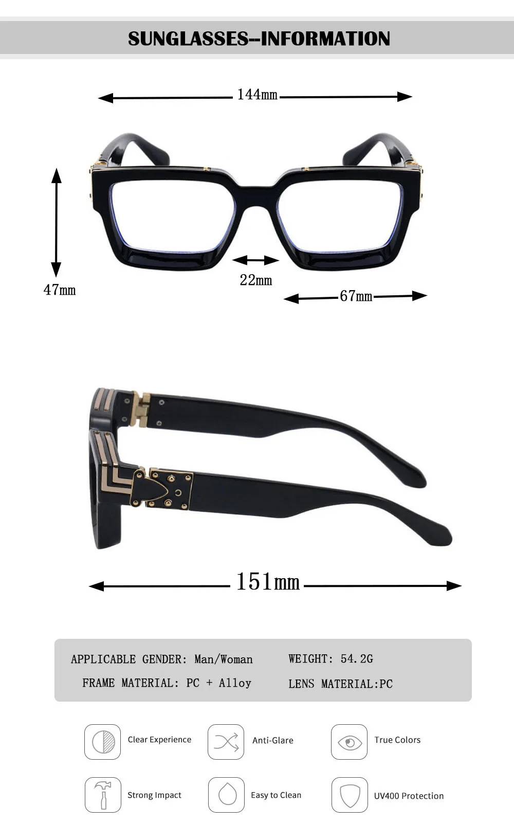 Senior Quadratische Sonnenbrille Herren Vintage Millionaire Sonnenbrille Damen Silber Retro Modebrille Dropshipping Gafas De Sol Hombre – Detail 18