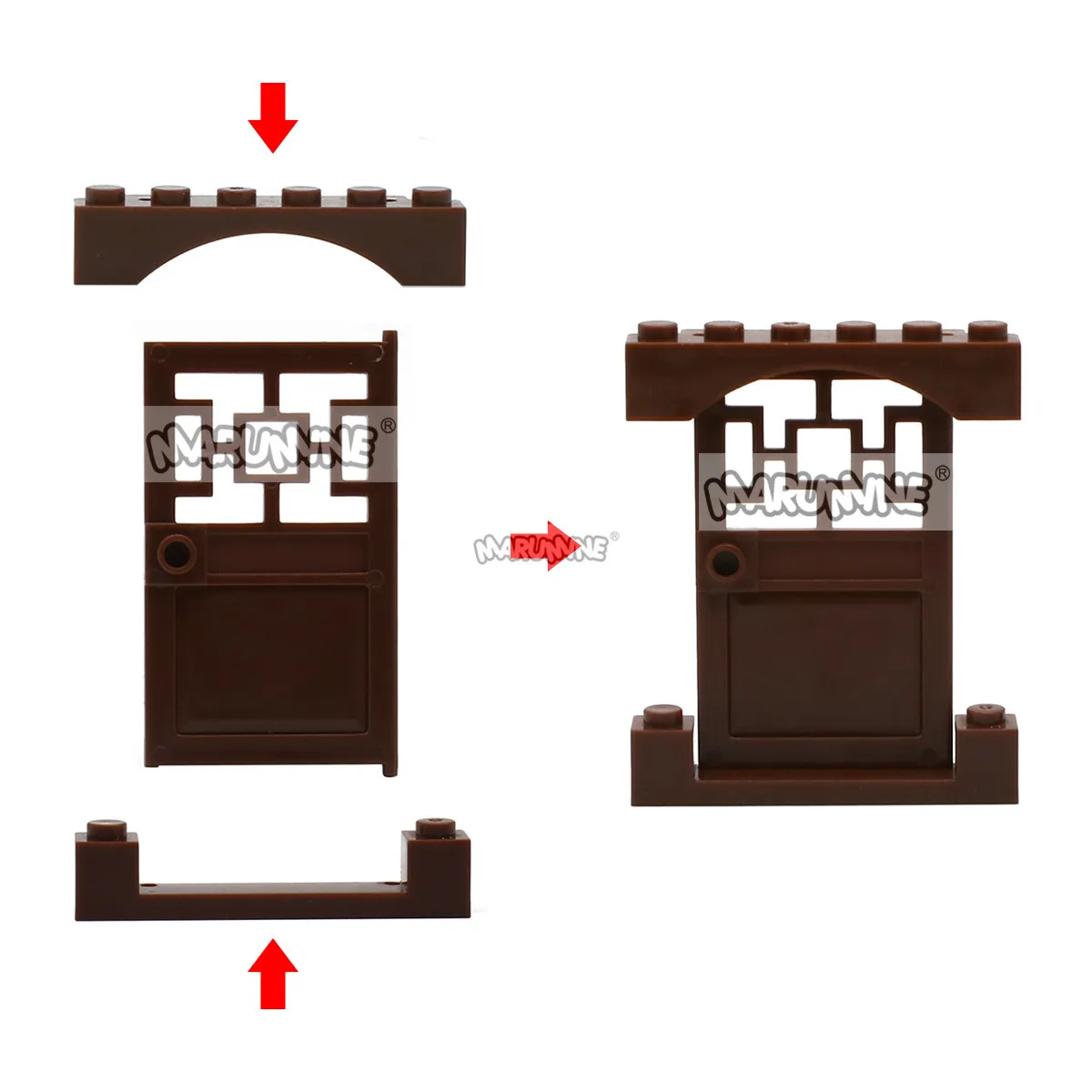 MARUMINE 문 1x4x6 창 및 프레임 4x3 빌딩 블록 아이디어 부품, 클래식 벽돌 건설 교육 완구