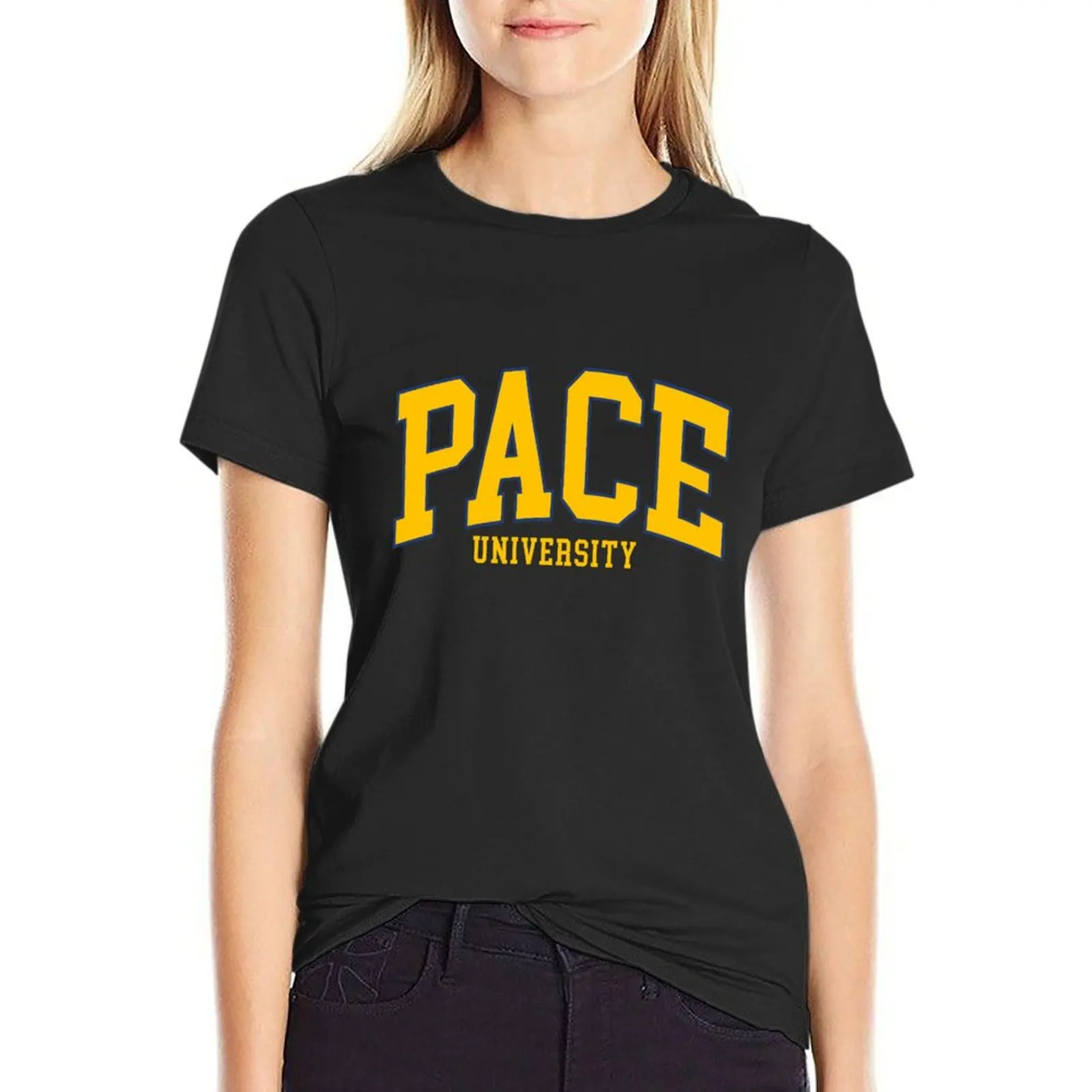 pace - college font curved T-Shirt tees graphics plus size tops anime clothes tops for Women