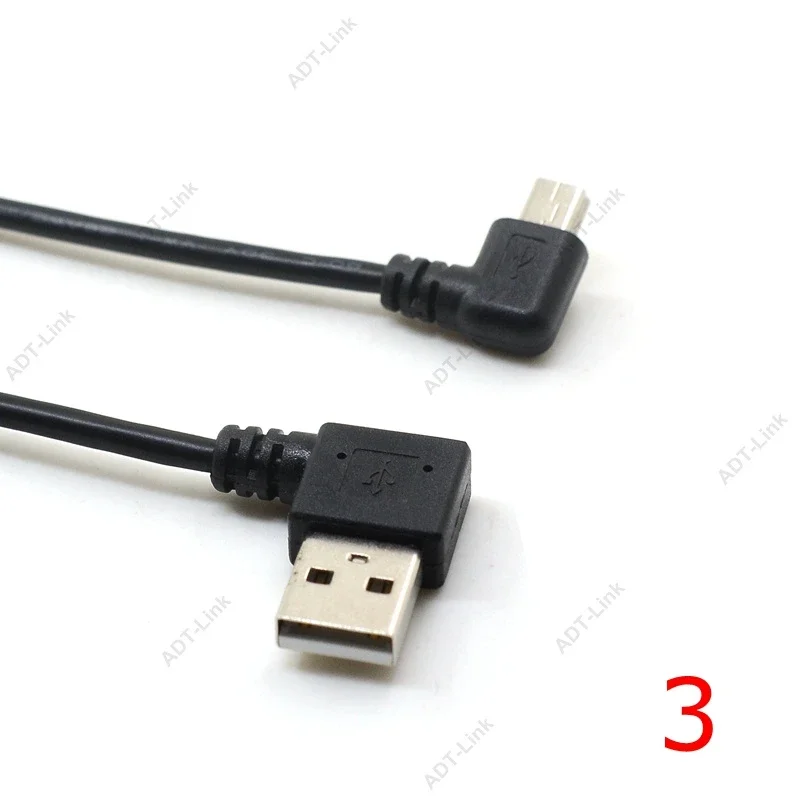 Mini USB Data Cable 25cm Angled USB 2.0 A Male To 5 Pin Mini USB Male Cord Adapter Connector Right & Left Angle