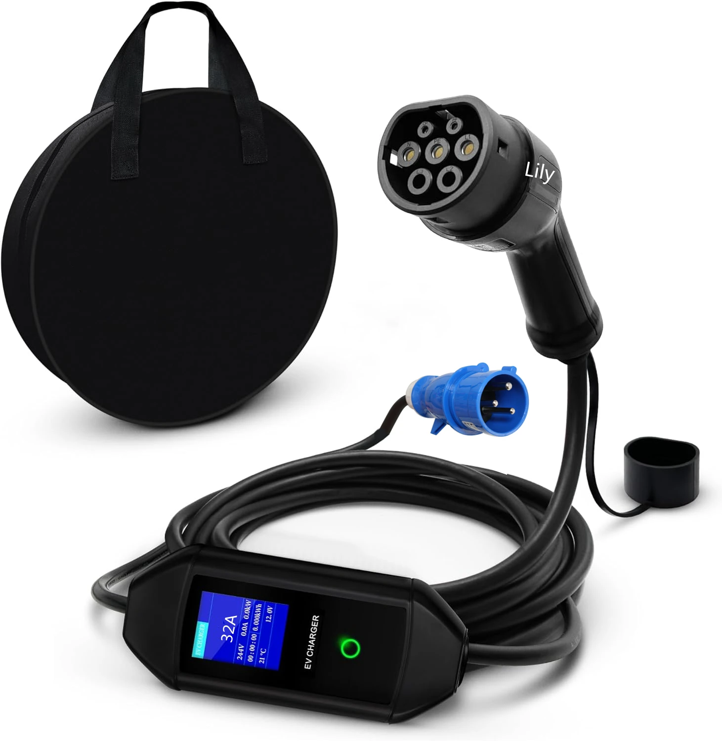 

Level 2 7 KW AC Portable EV Charger Type 2 With CE Plug Electric Vehicle Car Charger Square Screen 16A 32A 7KW Adjustable