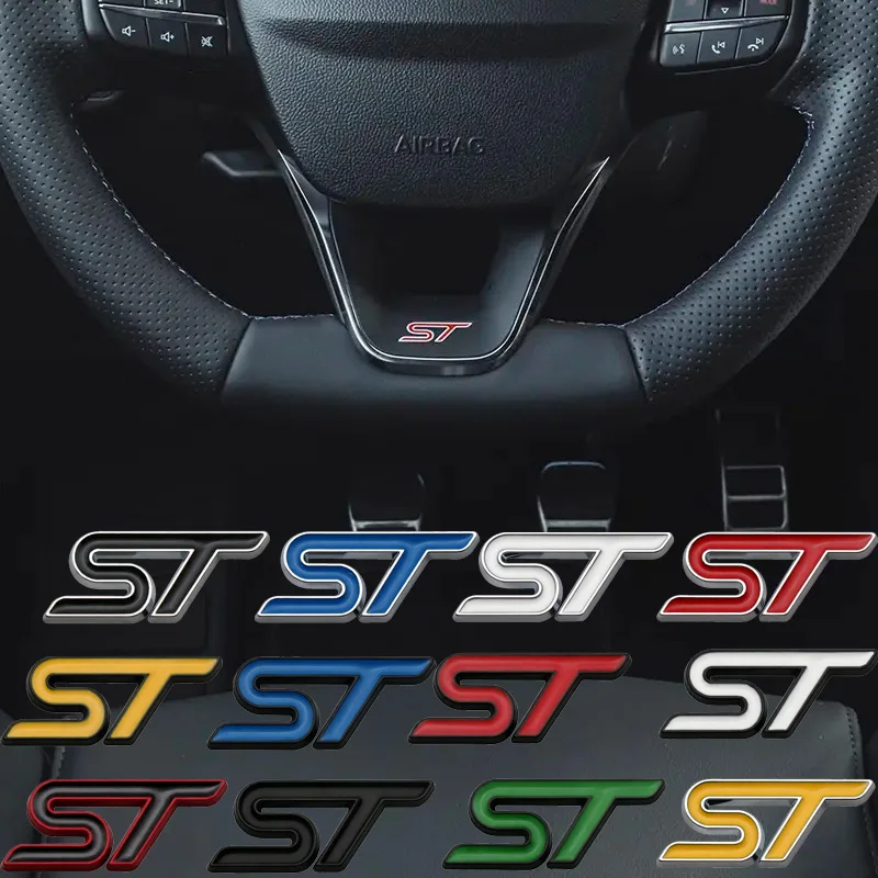 Car Steering Wheel Sports Emblem Decor Sticker Center Console Door Panel Metal Sticker For Ford  Fiesta Edge Mondeo Focus ST