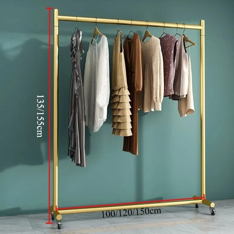 Eco-Friendly Mobile Clothes Rack Iron Art Heavy Duty Rolling Garment Rack with Wheels for Long Lasting Use Living Room Furniture