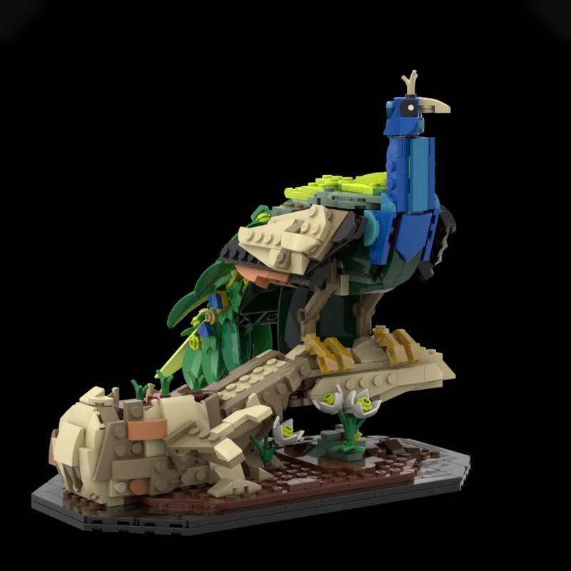 727PCS MOC Exotische Pauw Modulaire Bouwstenen DIY Kleurrijke Vogel Model Dier Educatief Speelgoed Creatieve Montage Gift