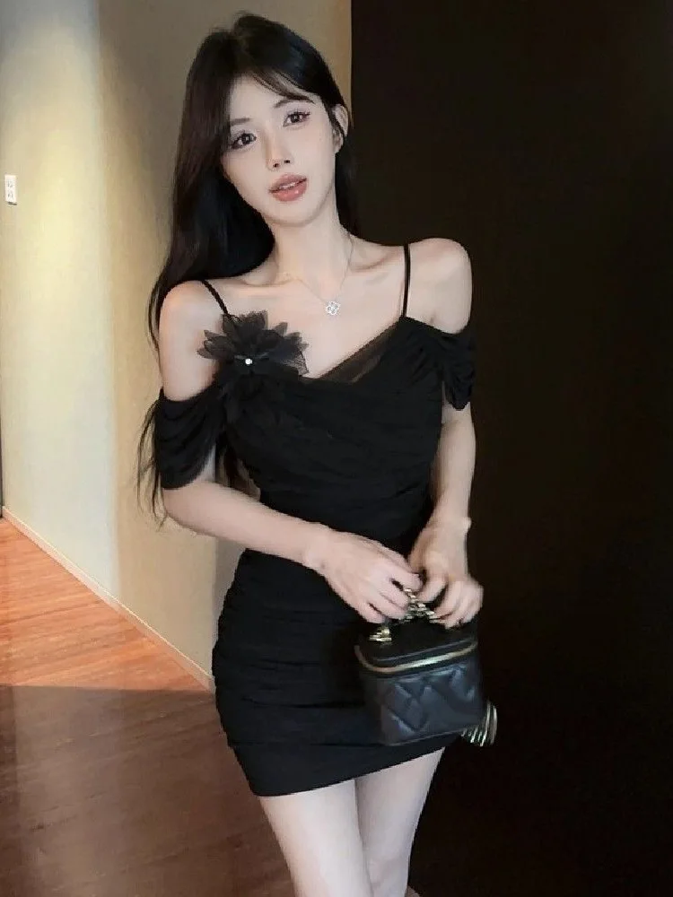 

Bla Slimming Sexy Sweet-and-Spicy Sle One-oulder Strap Dr High-Waisted ort Bodycon Dr for Various Ocns