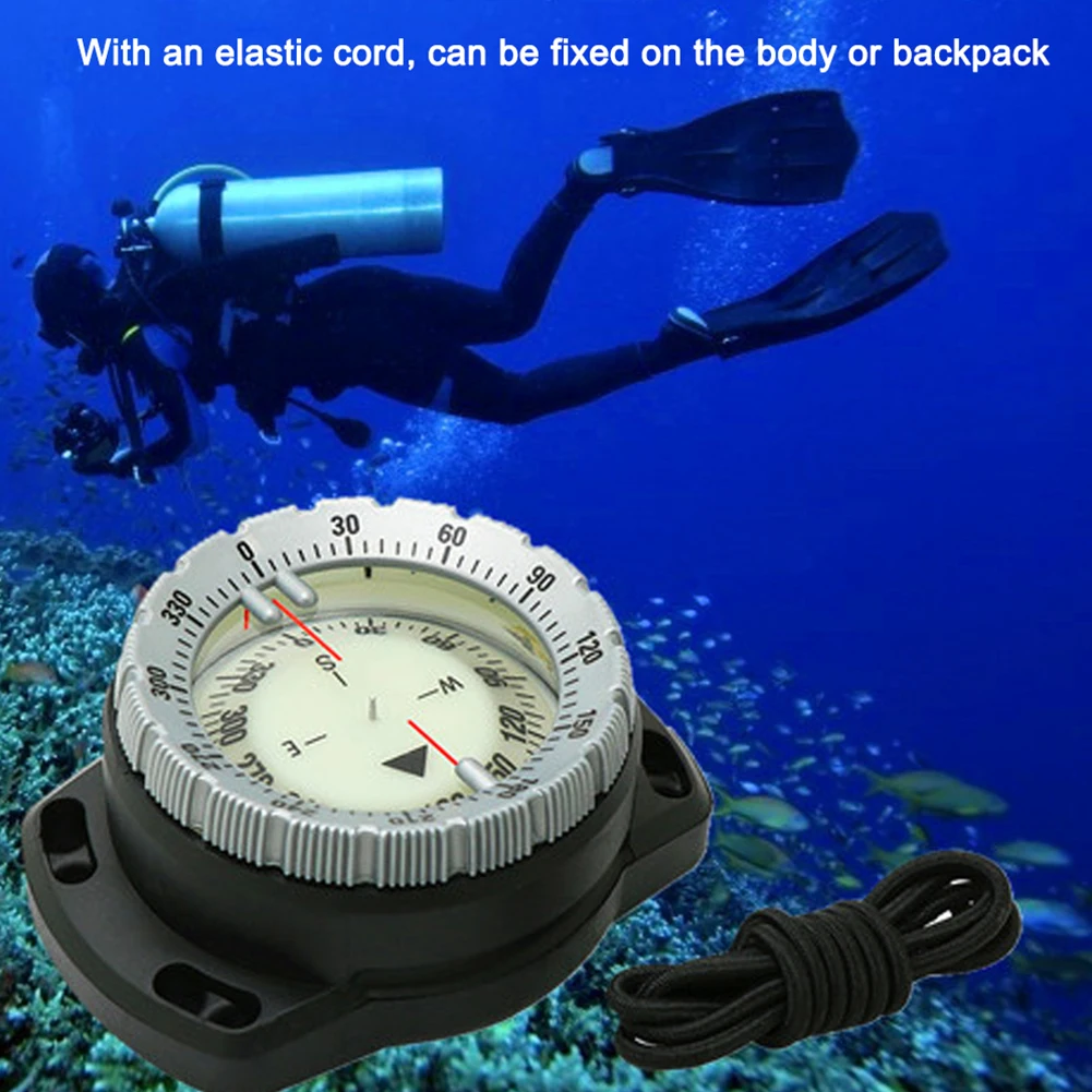 50m Portable Underwater Navigation Compass Waterproof Luminous Dial Wrist Strap Compass For Diving Camping