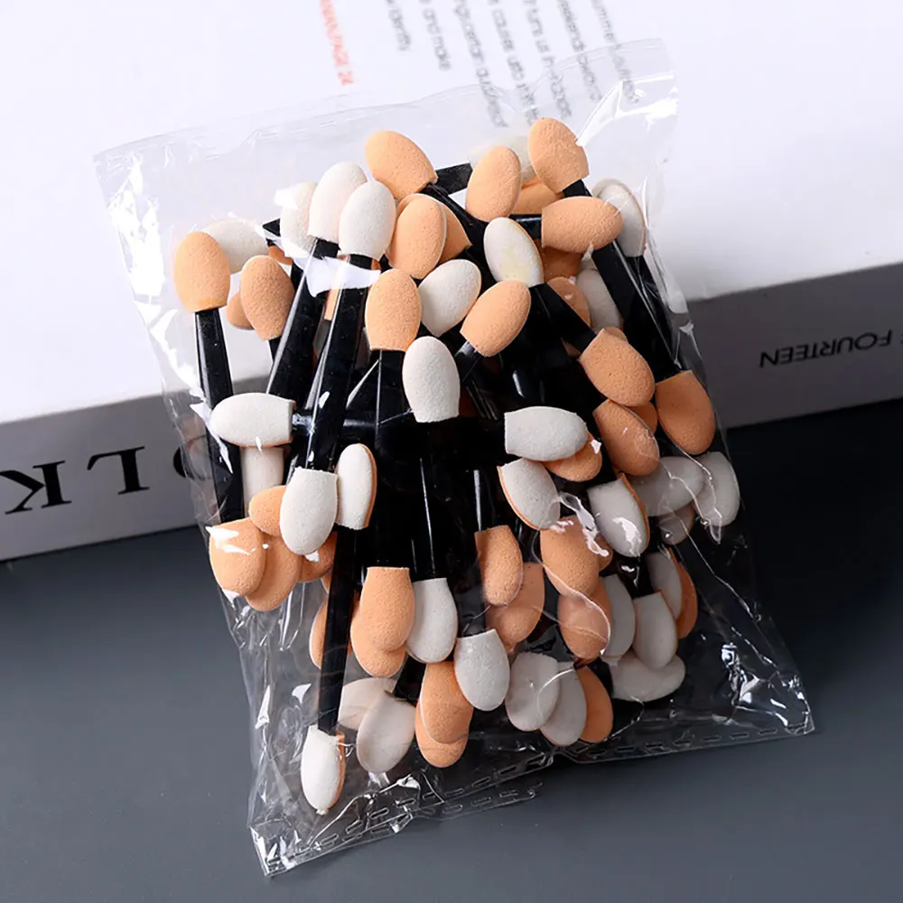 100/200/300/500Pcs Dual End Sponge Chrome Nail Powder  Brush Disposable Eyeshadow Makeup Brush Chrome Nail Powder Applicator 5cm