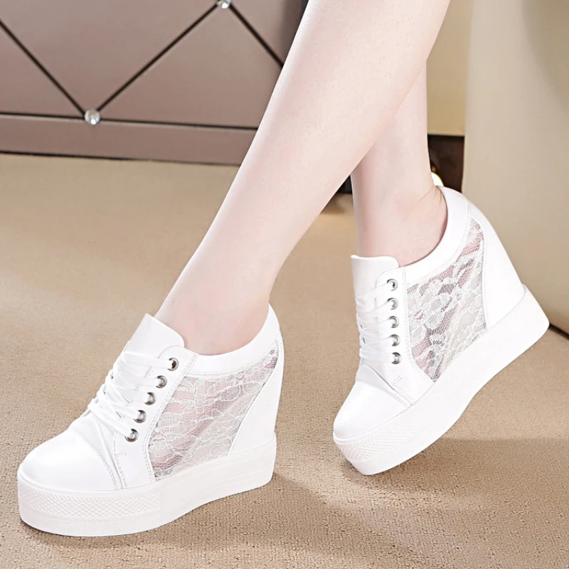 

Women's Sneakers Mesh Platform Wedges Comfortable Womens Vulcanized Shoes Lace-ups Female Shoes 2024 Summer New Tenis De Mujer