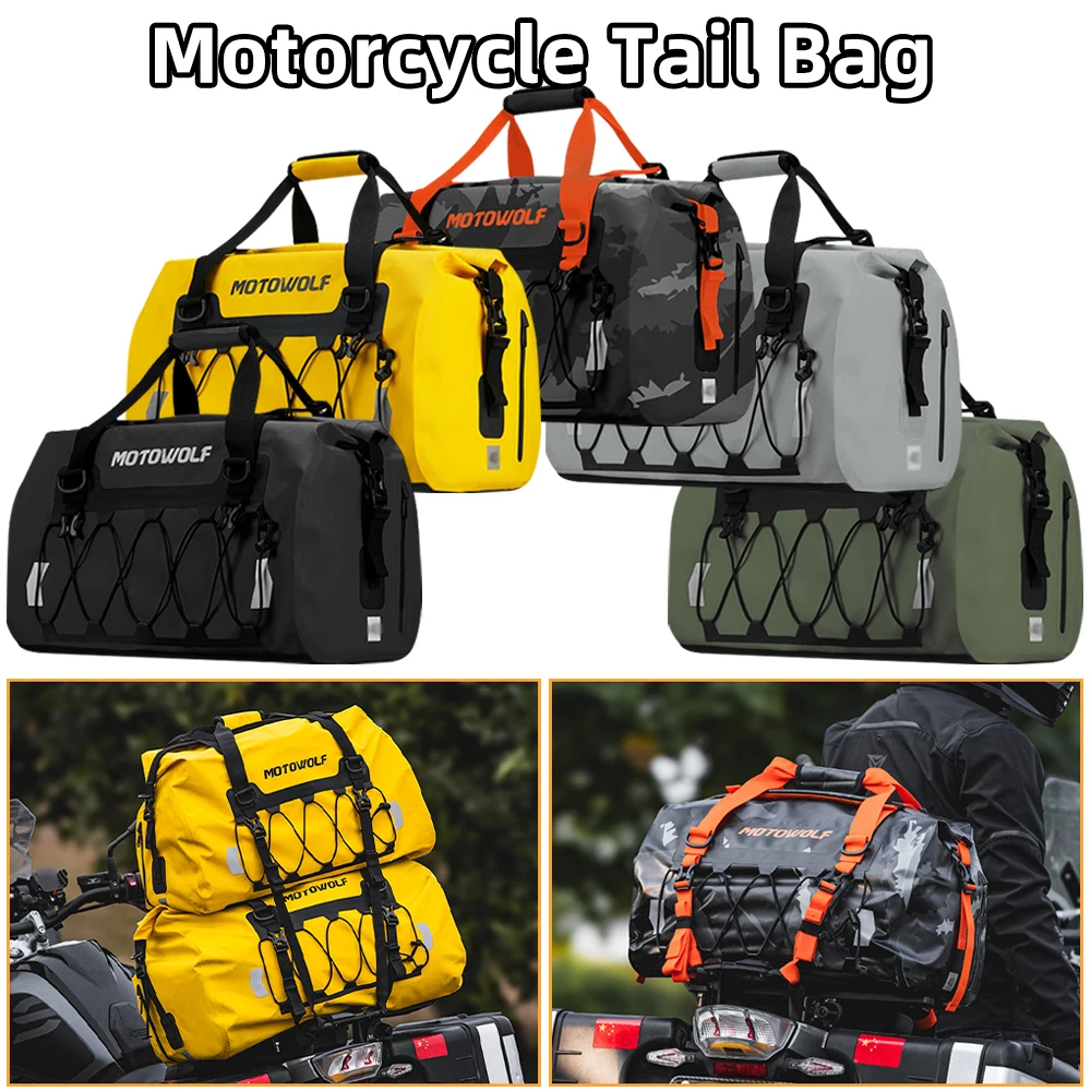 Waterproof Motorcycle Back Seat Bag 40L 66L 90L Universal Tail Bag Motorbike Scooter Travel Cycling Sport Luggage Pack Dry Bag