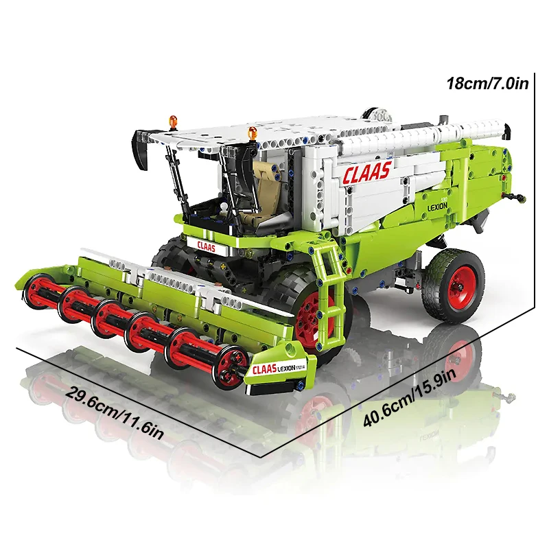 Mold King 17014 Technische afstandsbediening Harvester Truck Bouwstenen MOC Landbouwvoertuig Assemblage Speelgoed Kerstcadeau voor kinderen