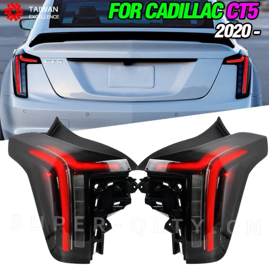 

For Cadillac CT5 2020- Car Rear Taillight Turn Signal Light Stop Brake Fog Lamp Daytime Running Lamp Car Accessories 2PCS