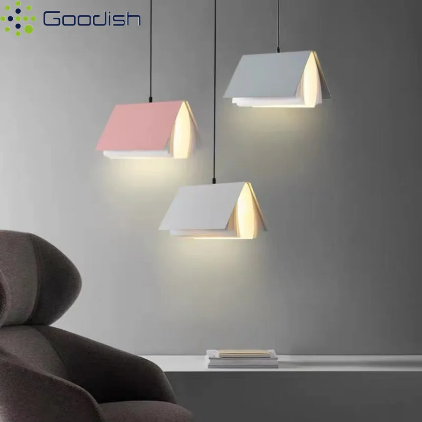 Modern Luxury Nordic Novelty Book Library Iron LED Pendant Lights Art Creative Lamps for Living Room Home Decoration Chandeliers