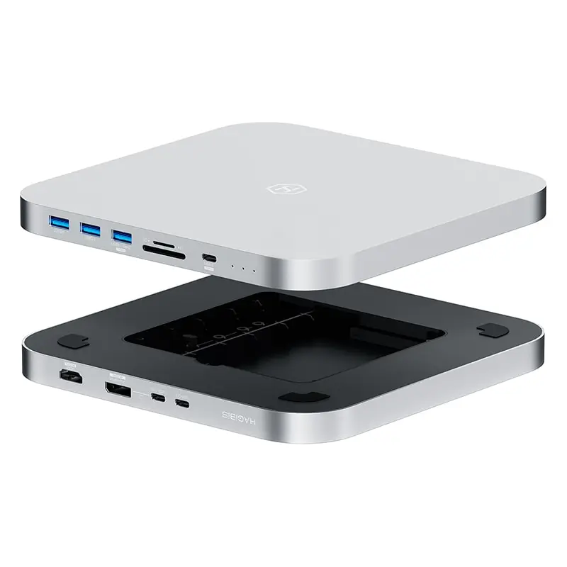 Hagibis USB C Hub dengan penutup Hard Drive, stasiun Dok Tipe C 2.5 SATA NVME M.2 casing SSD 4K DP USB3.0 M1 M2 untuk Mac Mini