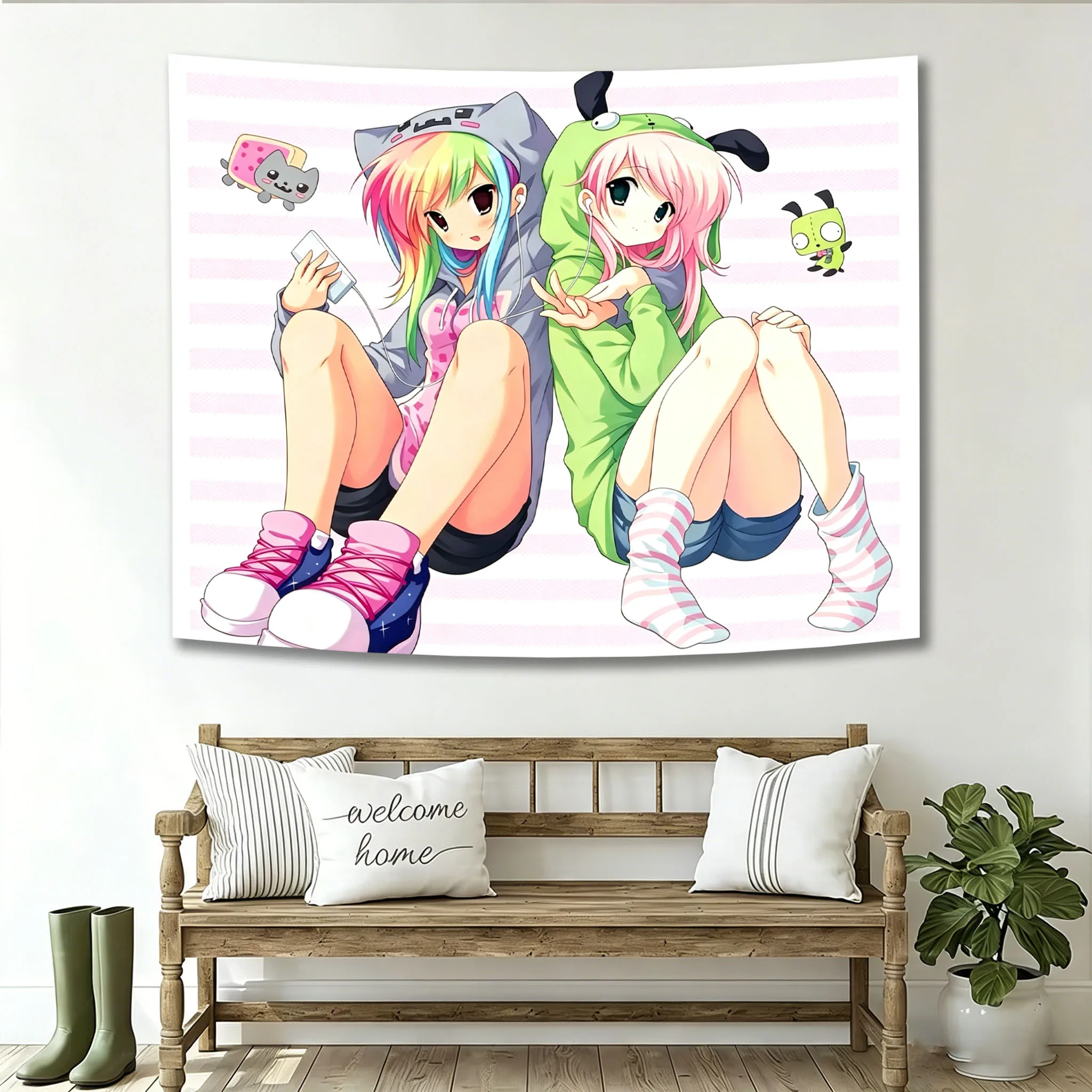 D-Daisy F-Fluttershy Little Horse Tapestry Kawaii Anime Girl Tapestry Room Dormitory Tapestry Wall Decoration Poster Tapestry