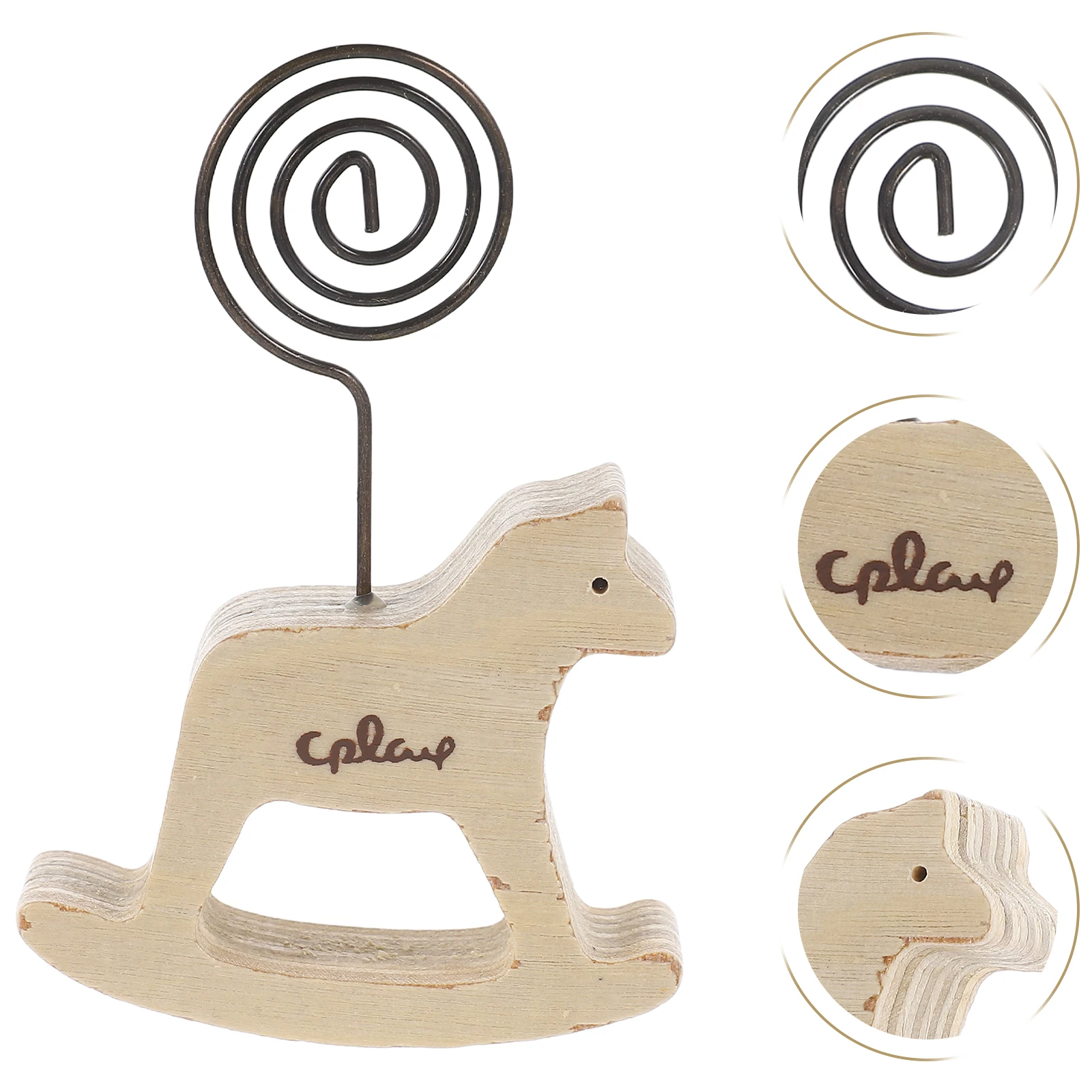 

Wooden Horse Message Holder Cute Cartoon Rocking Photo Clip Material Birthday Party Table Decor Wooden Horse Place Card