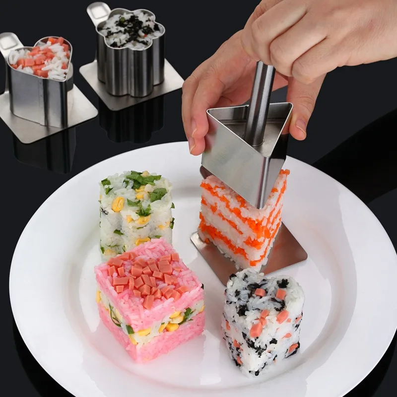 304 Edelstahl Reis Ball Form Haushalt Lebensmittel Grade Sushi Form Kinder Ergänzende Lebensmittel DIY Form Sushi Werkzeuge