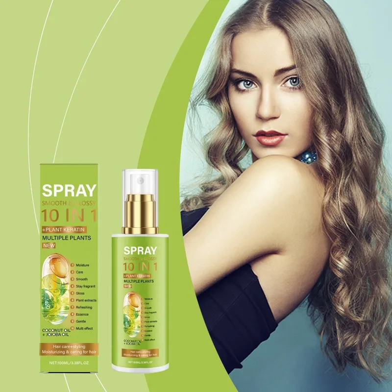 Hair Care Spray Creates Natural Fluffy Silky Glossy Tresses Nourish Hydrate Dry Frizzy Strands Smoothing Leave-in Conditioner