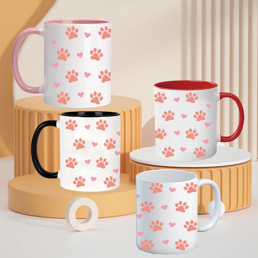 

11oz Large Caliber Ceramic Coffee Mug with Handle 1Pc 3D Print Cat Paw Family Causal Party Supplies Birthday Gifts For Sister